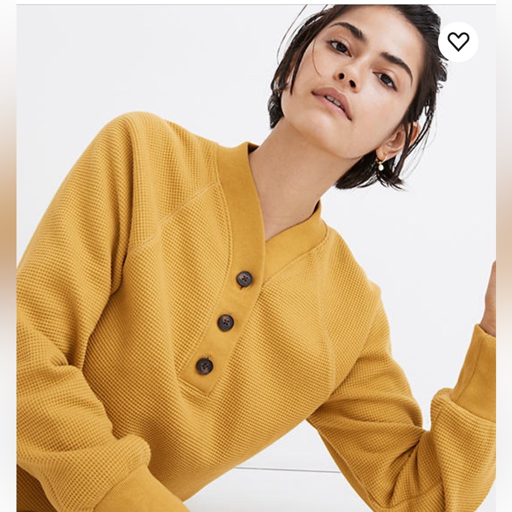 mwl textured waffle v-neck henley sweatshirt